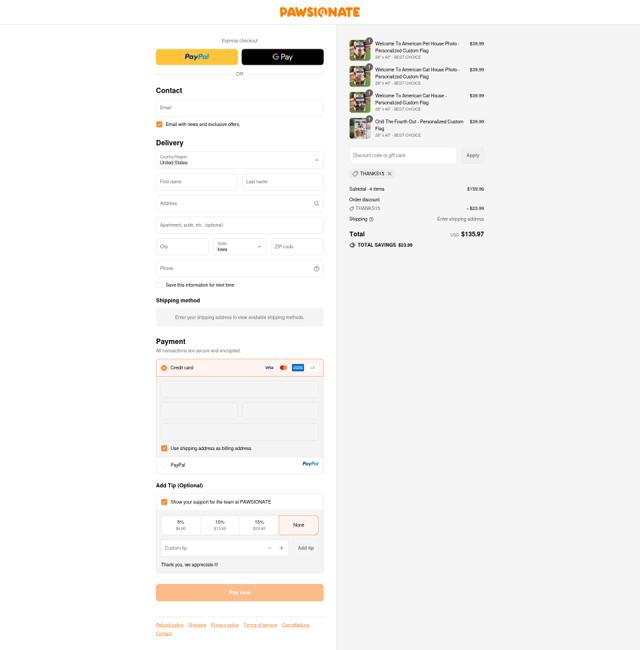 Pawsionate checkout page showing Pawsionate discount code box | Screenshot taken by SimplyCodes community member on Sep 16, 2025
