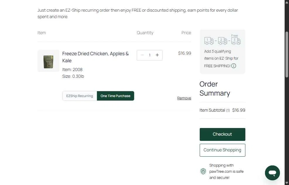 Pawtree checkout page showing Pawtree coupon code box | Screenshot taken by SimplyCodes community member on Jun 10, 2025