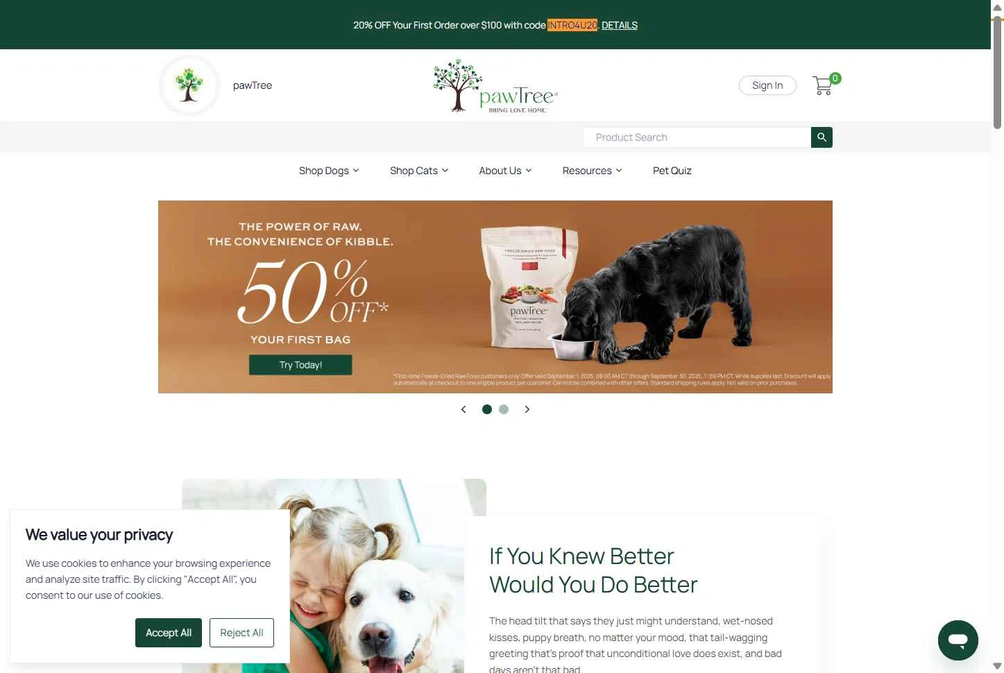 Pawtree checkout page showing Pawtree coupon code box | Screenshot taken by SimplyCodes community member on Sep 13, 2025