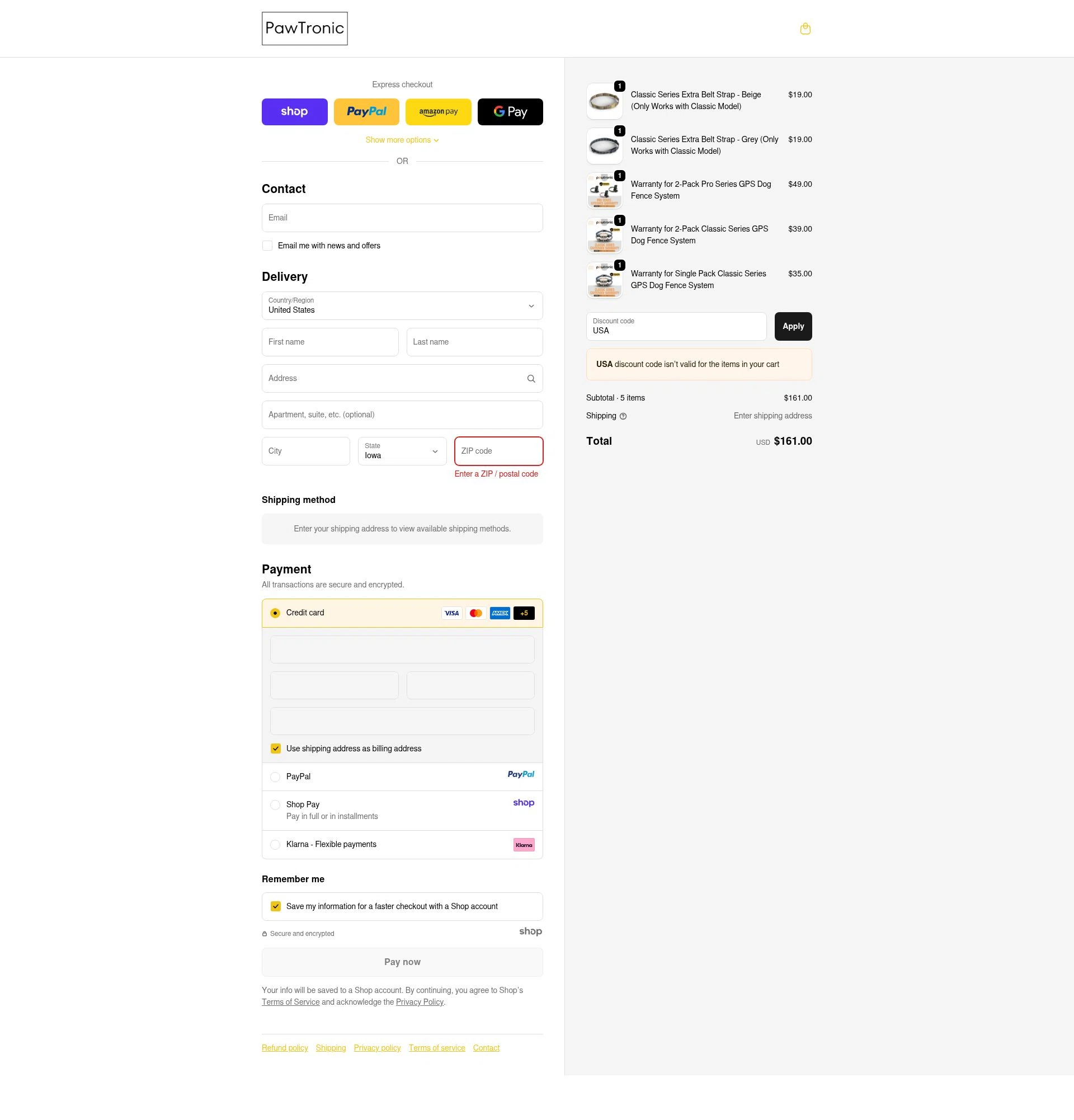 PawTronic checkout page showing PawTronic discount code box | Screenshot taken by SimplyCodes community member on Sep 23, 2025