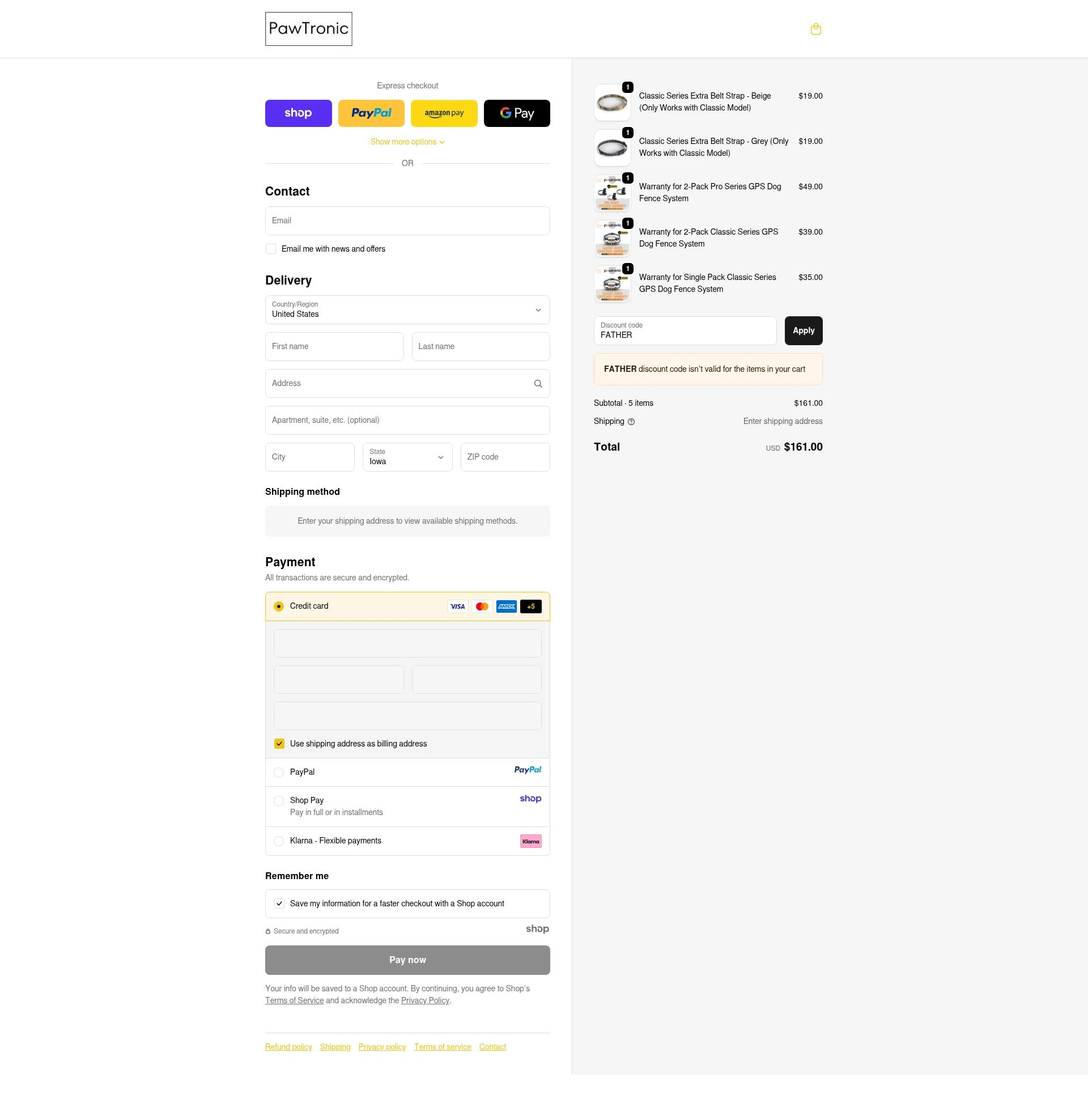 PawTronic checkout page showing PawTronic discount code box | Screenshot taken by SimplyCodes community member on Sep 19, 2025