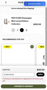 PAX coupon verification screenshot