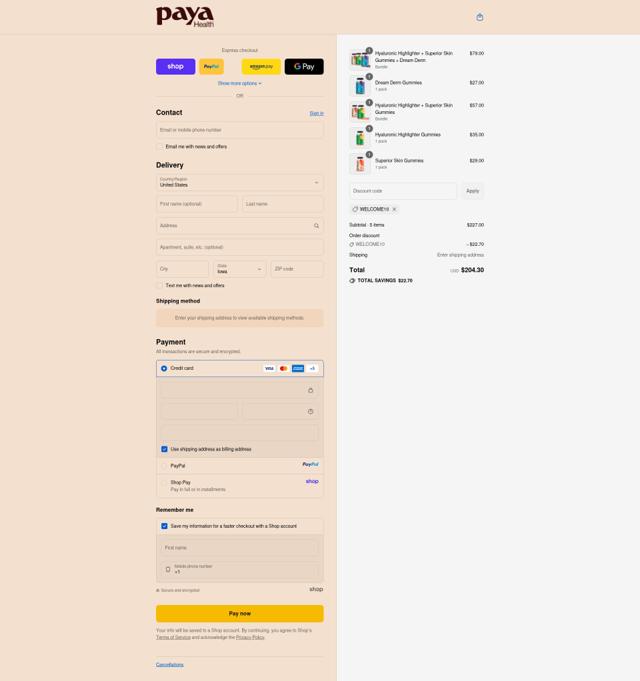 Paya Health checkout page showing Paya Health discount code box | Screenshot taken by SimplyCodes community member on Sep 13, 2025