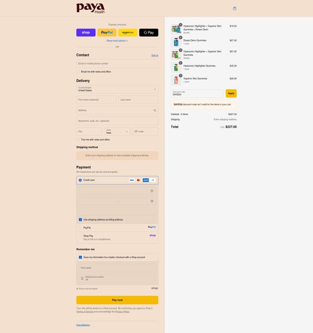 Paya Health checkout page showing Paya Health discount code box | Screenshot taken by SimplyCodes community member on Sep 13, 2025