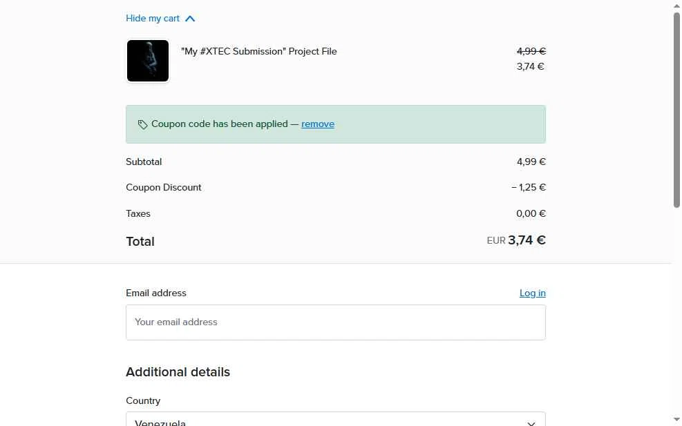 Payhip checkout page showing Payhip discount code box | Screenshot taken by SimplyCodes community member on Jan 31, 2026