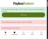 Payless Kratom coupon verification screenshot