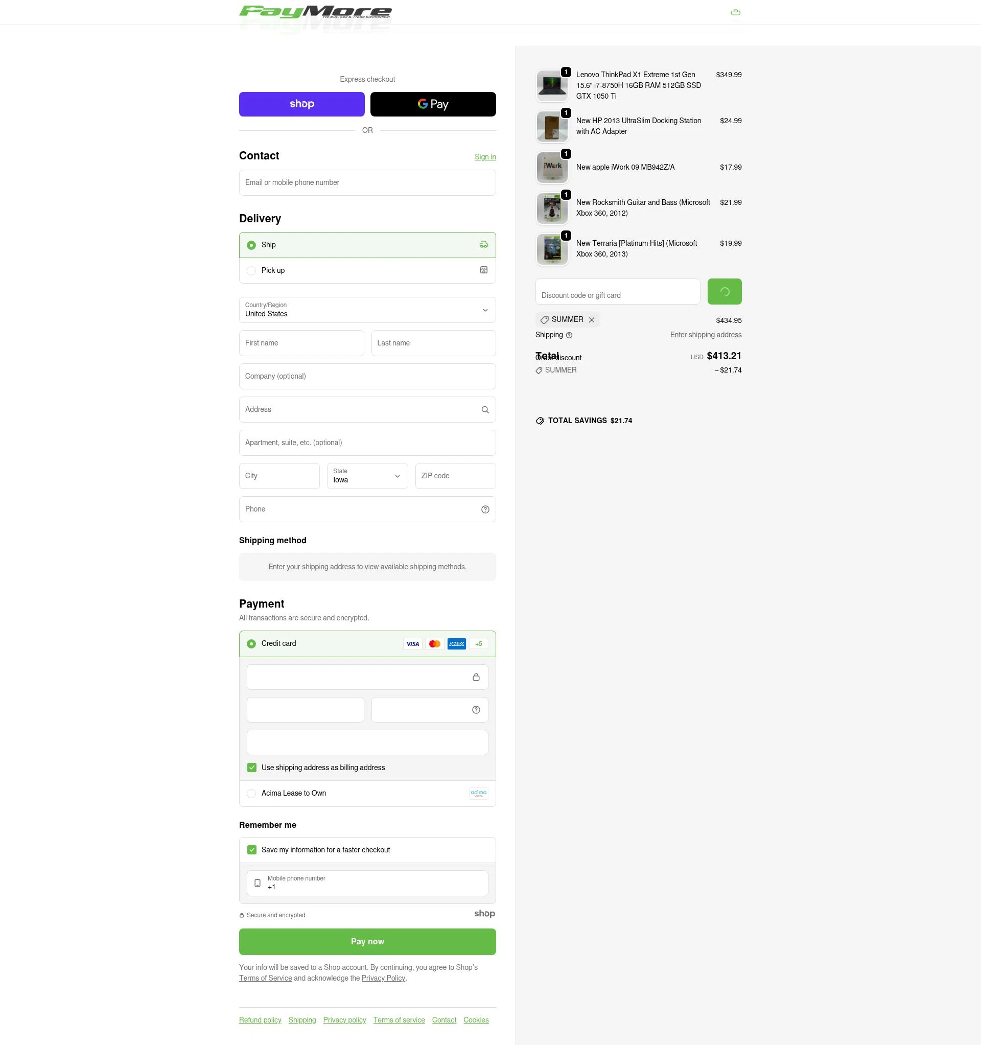 PayMore checkout page showing PayMore discount code box | Screenshot taken by SimplyCodes community member on Jan 21, 2026