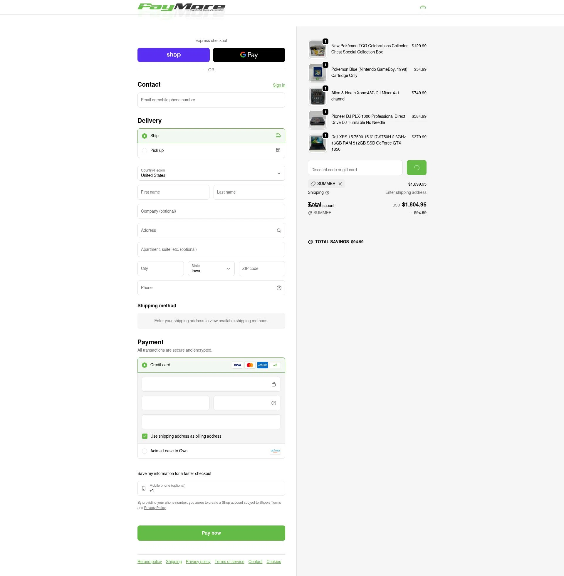 PayMore checkout page showing PayMore discount code box | Screenshot taken by SimplyCodes community member on Feb 7, 2026