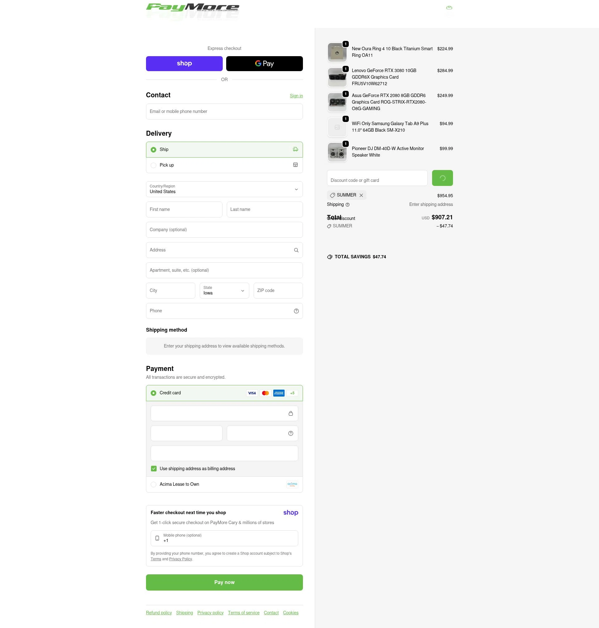PayMore checkout page showing PayMore discount code box | Screenshot taken by SimplyCodes community member on Jan 11, 2026