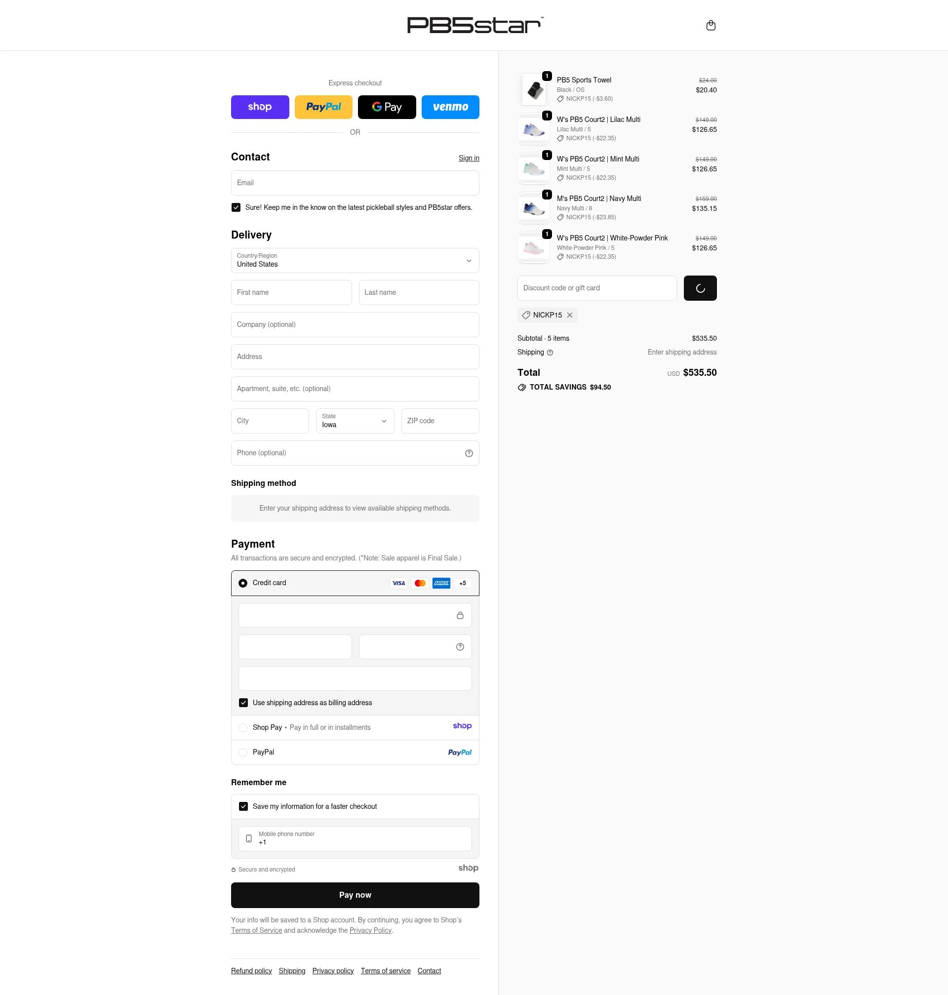PB5star checkout page showing PB5star coupon code box | Screenshot taken by SimplyCodes community member on Dec 29, 2025