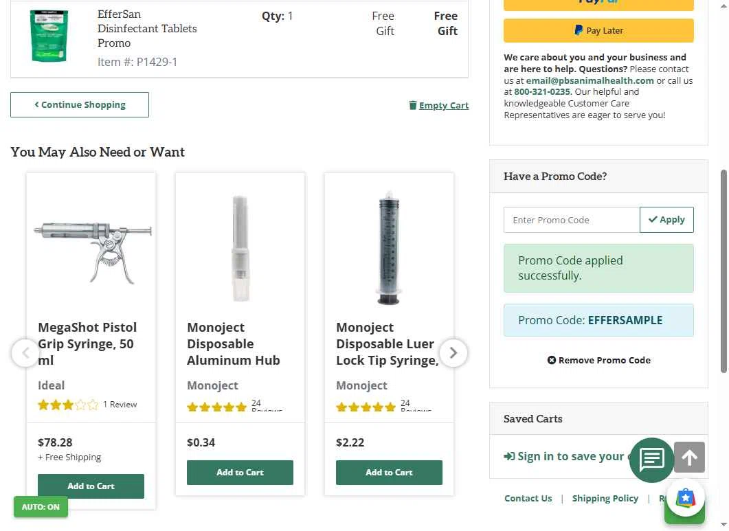 PBS Animal Health checkout page showing PBS Animal Health promo code box | Screenshot taken by SimplyCodes community member on Nov 13, 2025