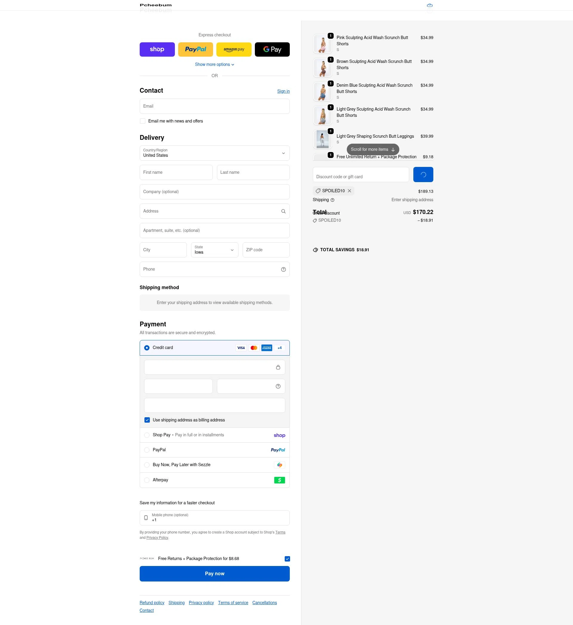 Pcheebum checkout page showing Pcheebum discount code box | Screenshot taken by SimplyCodes community member on Feb 12, 2026