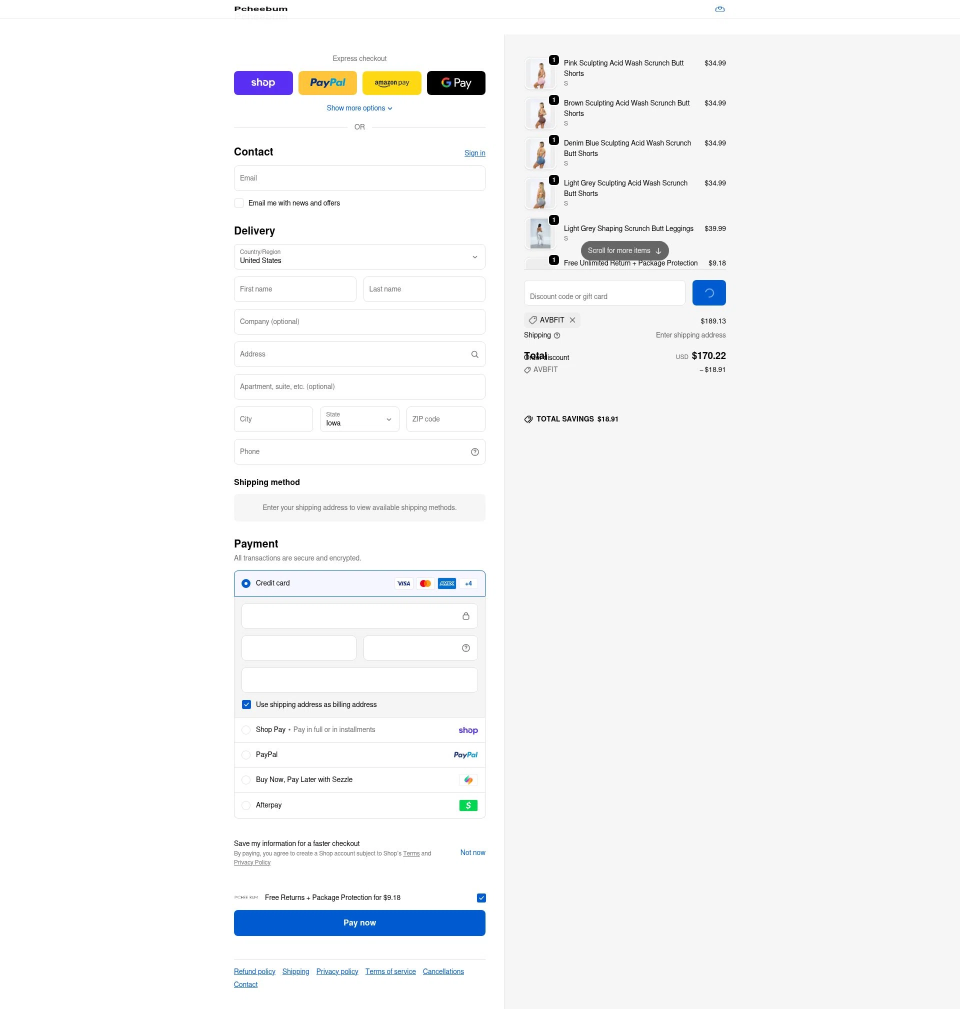 Pcheebum checkout page showing Pcheebum discount code box | Screenshot taken by SimplyCodes community member on Feb 16, 2026