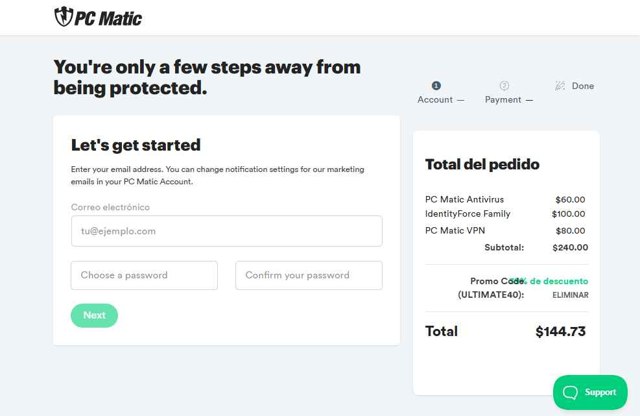 PC Matic checkout page showing PC Matic promo code box | Screenshot taken by SimplyCodes community member on Apr 27, 2025