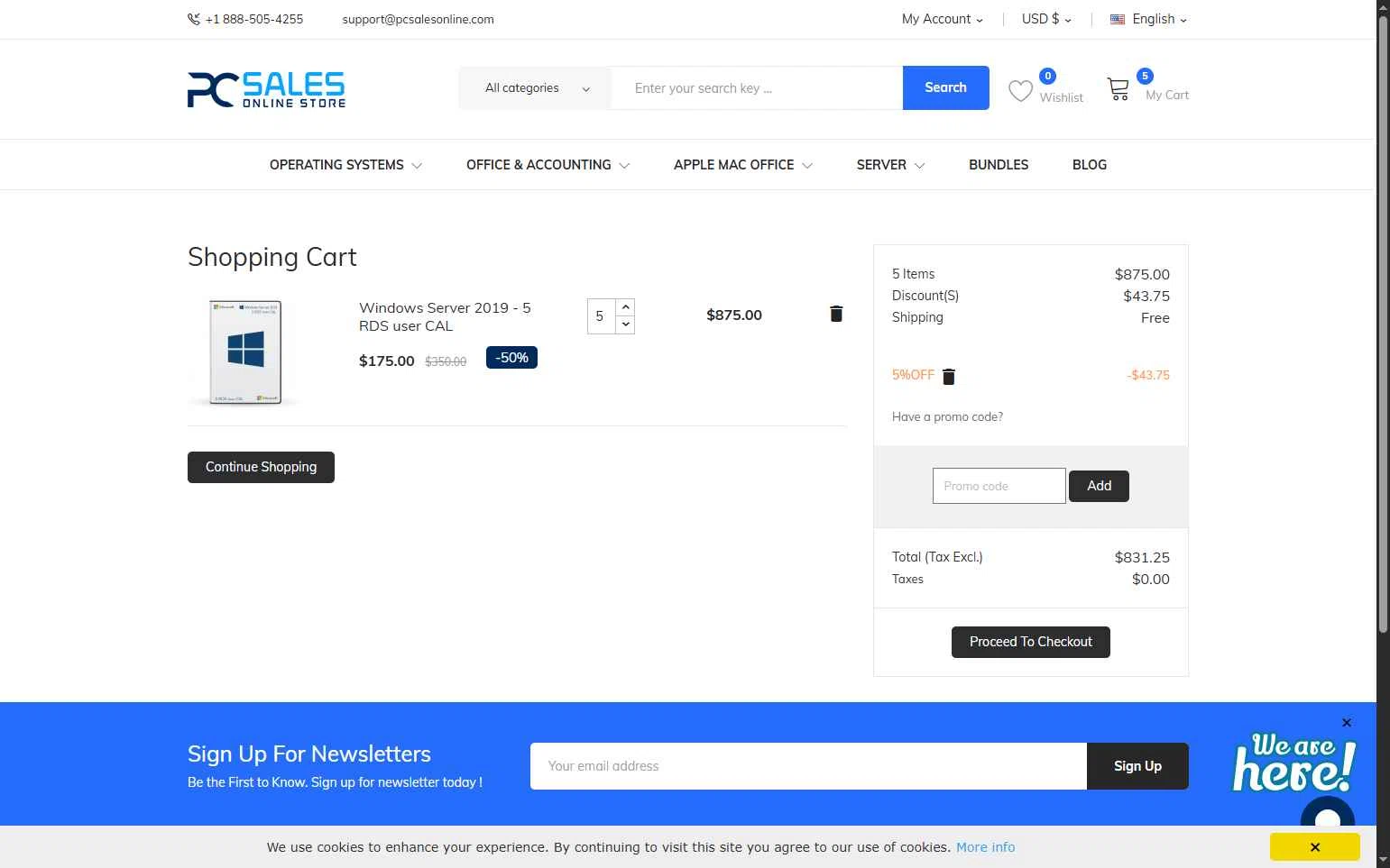 PC Sales Online checkout page showing PC Sales Online promo code box | Screenshot taken by SimplyCodes community member on Aug 19, 2025