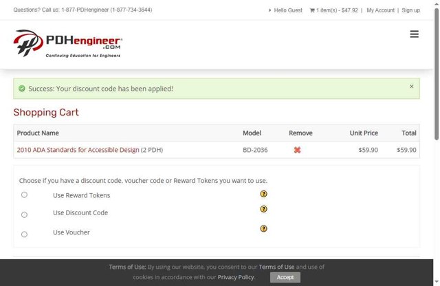 PDHengineer checkout page showing PDHengineer discount code box | Screenshot taken by SimplyCodes community member on Aug 21, 2025