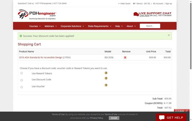 PDHengineer checkout page showing PDHengineer discount code box | Screenshot taken by SimplyCodes community member on Aug 21, 2025