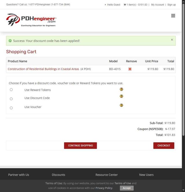 PDHengineer checkout page showing PDHengineer discount code box | Screenshot taken by SimplyCodes community member on Aug 21, 2025