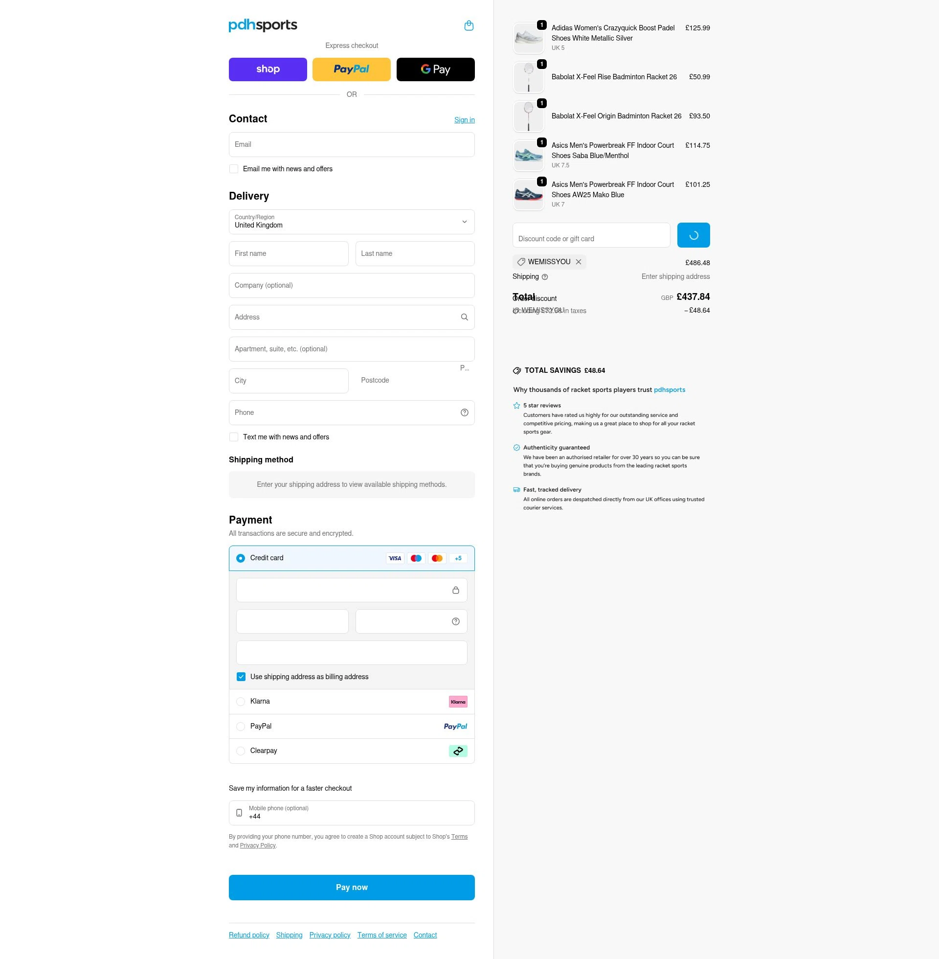 PDHSports checkout page showing PDHSports discount code box | Screenshot taken by SimplyCodes community member on Feb 13, 2026