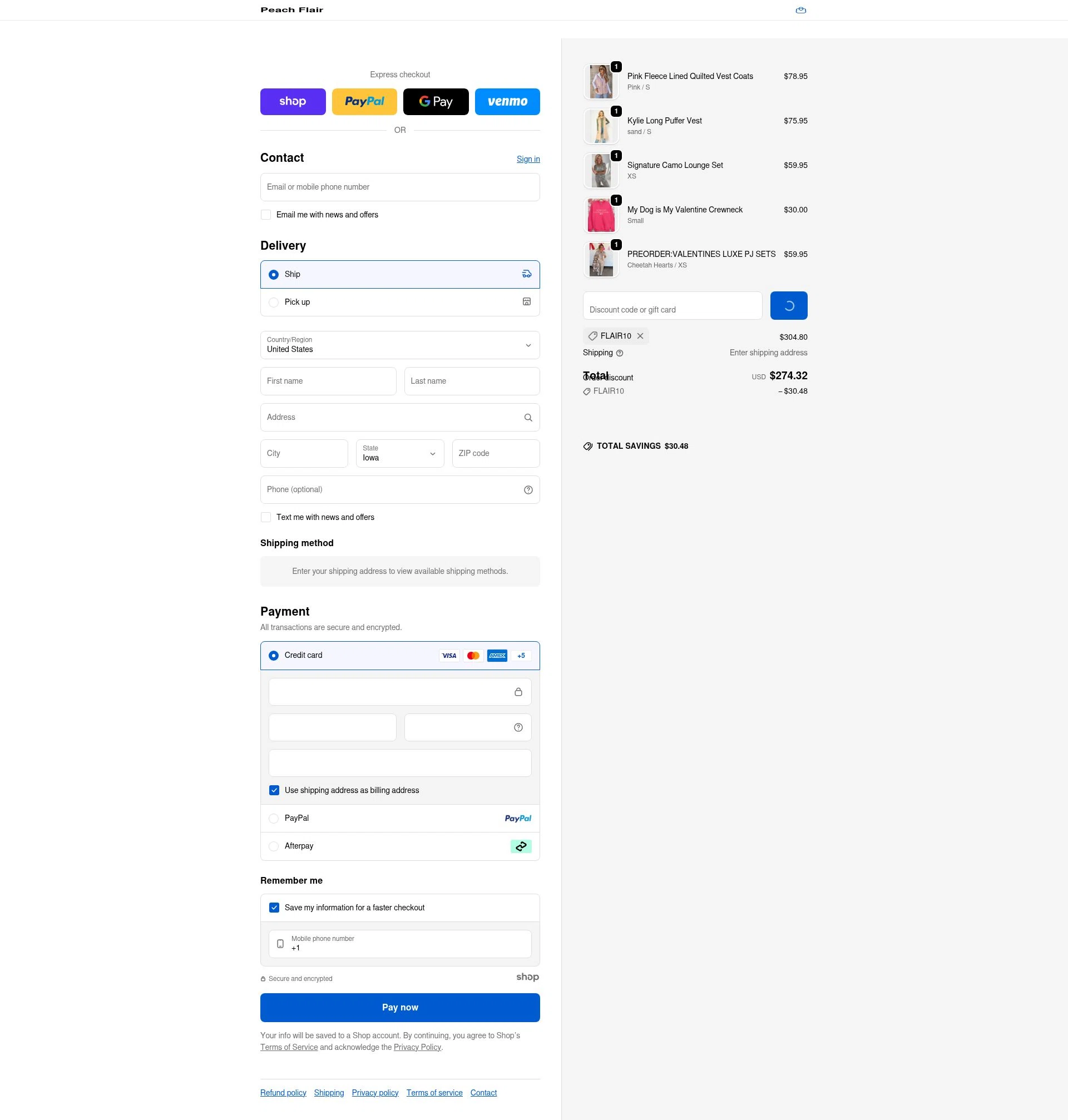 Peach Flair checkout page showing Peach Flair promo code box | Screenshot taken by SimplyCodes community member on Dec 28, 2025