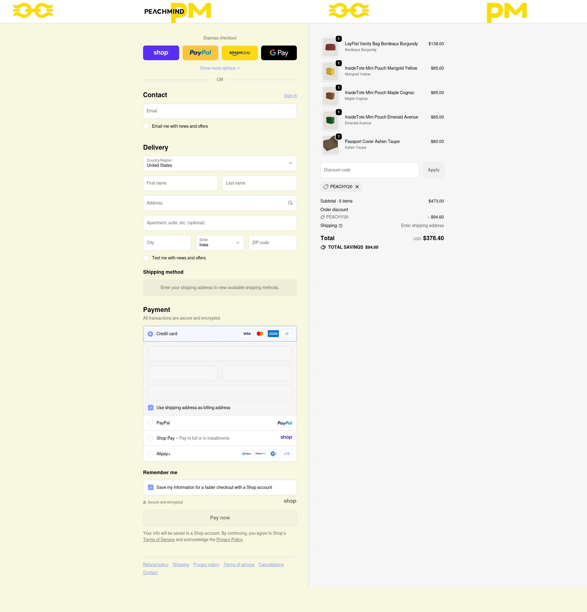 PEACHMIND checkout page showing PEACHMIND promo code box | Screenshot taken by SimplyCodes community member on Dec 5, 2025