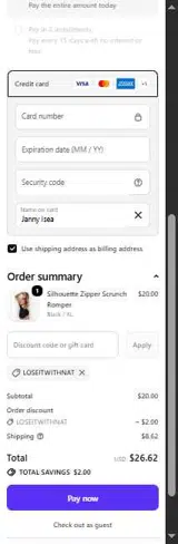 LOSEITWITHNAT coupon verification screenshot