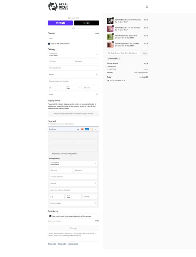 Pearl River checkout page showing Pearl River promo code box | Screenshot taken by SimplyCodes community member on Aug 20, 2025