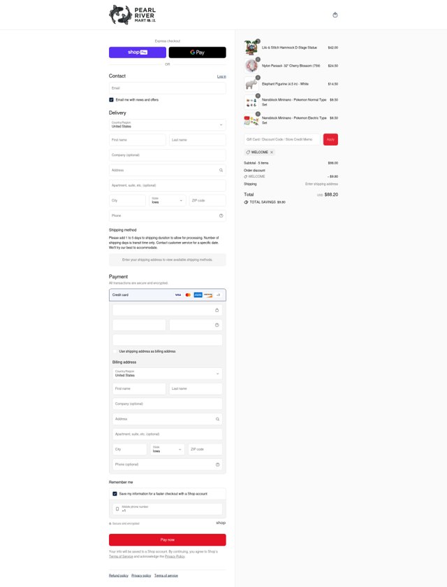 Pearl River checkout page showing Pearl River promo code box | Screenshot taken by SimplyCodes community member on Jul 29, 2025