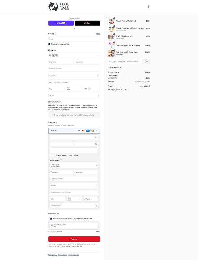 Pearl River checkout page showing Pearl River promo code box | Screenshot taken by SimplyCodes community member on Aug 28, 2025