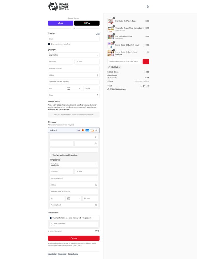 Pearl River checkout page showing Pearl River promo code box | Screenshot taken by SimplyCodes community member on Sep 2, 2025