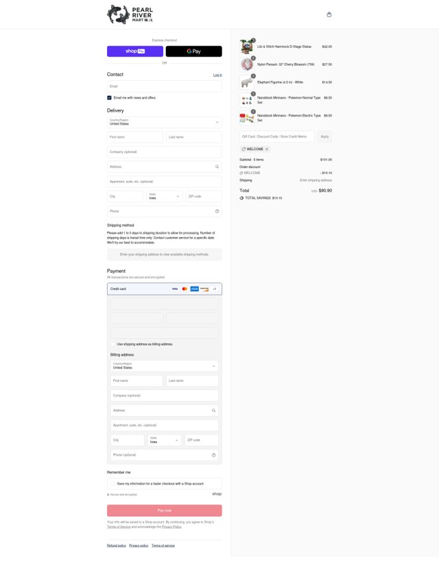 Pearl River checkout page showing Pearl River promo code box | Screenshot taken by SimplyCodes community member on Aug 7, 2025