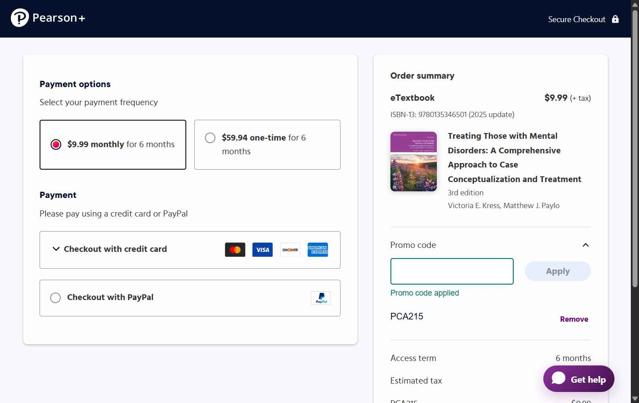 Pearson checkout page showing Pearson promo code box | Screenshot taken by SimplyCodes community member on Sep 25, 2025