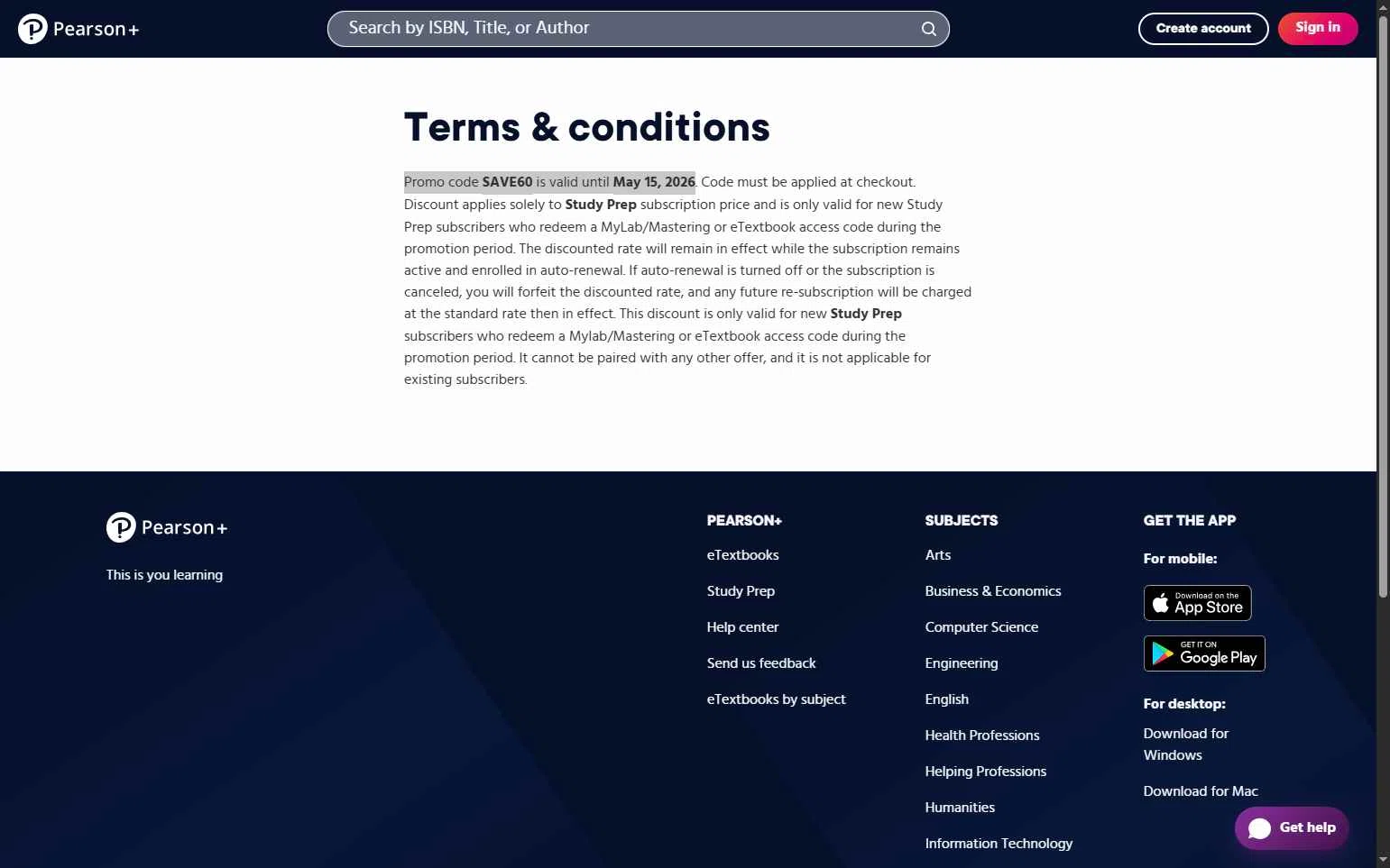 Pearson+ checkout page showing Pearson+ promo code box | Screenshot taken by SimplyCodes community member on Jan 12, 2026