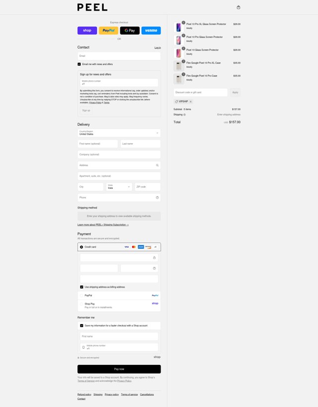 Peel checkout page showing Peel discount code box | Screenshot taken by SimplyCodes community member on Sep 3, 2025