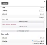 PUMPS25 coupon verification screenshot