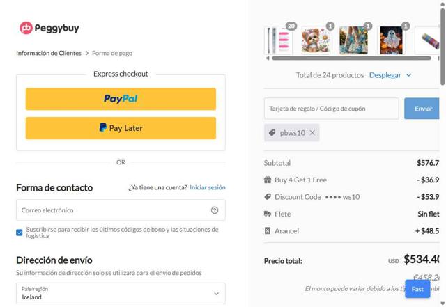 Peggybuy checkout page showing Peggybuy promo code box | Screenshot taken by SimplyCodes community member on Aug 29, 2025