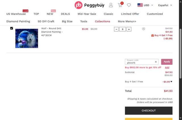 Peggybuy checkout page showing Peggybuy promo code box | Screenshot taken by SimplyCodes community member on Aug 29, 2025