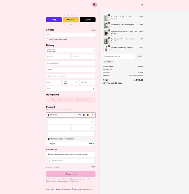 Peiliee Shop checkout page showing Peiliee Shop discount code box | Screenshot taken by SimplyCodes community member on Sep 11, 2025