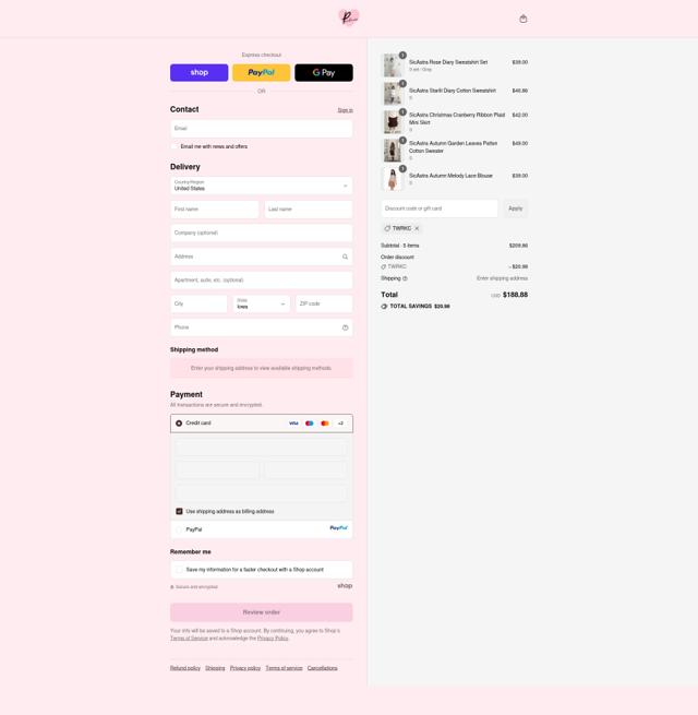 Peiliee Shop checkout page showing Peiliee Shop discount code box | Screenshot taken by SimplyCodes community member on Sep 11, 2025