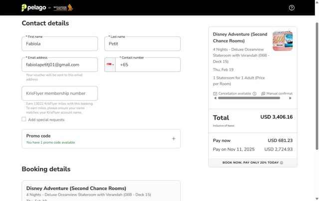 Pelago checkout page showing Pelago promo code box | Screenshot taken by SimplyCodes community member on Jun 26, 2025