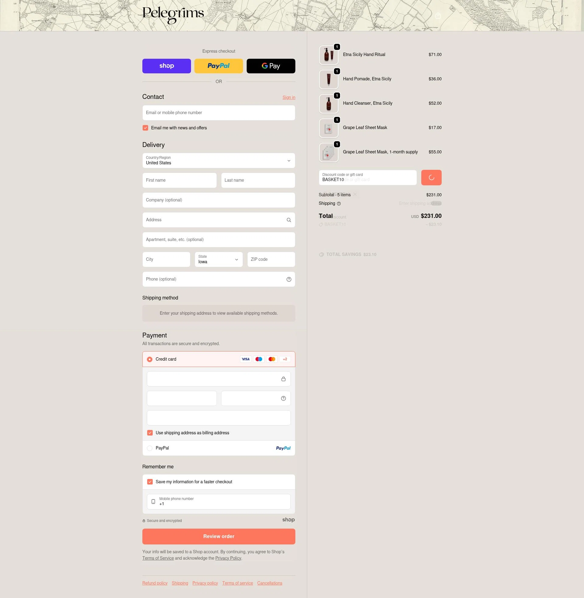 Pelegrims checkout page showing Pelegrims promo code box | Screenshot taken by SimplyCodes community member on Dec 21, 2025