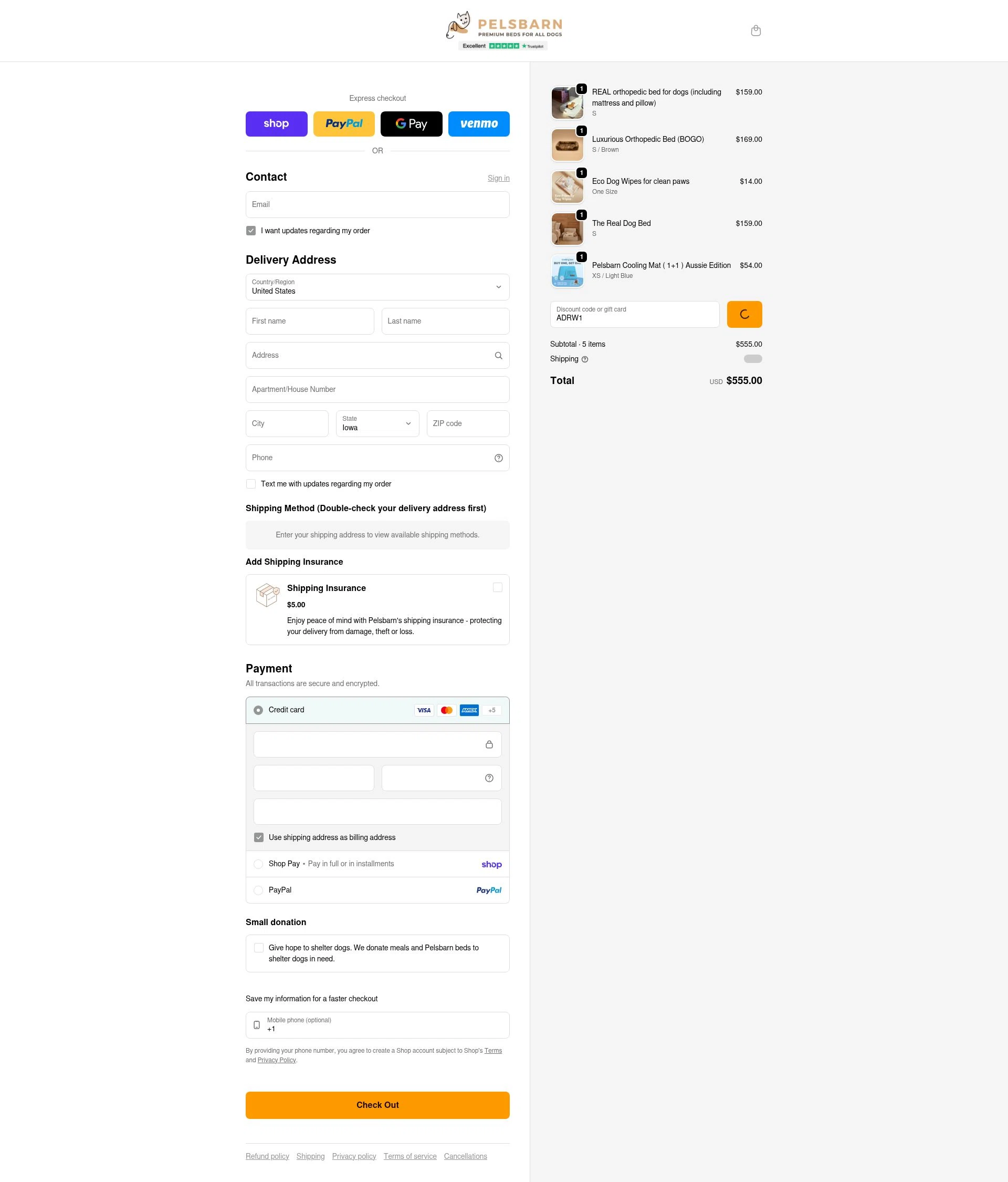 Pelsbarn.org checkout page showing Pelsbarn.org promo code box | Screenshot taken by SimplyCodes community member on Feb 4, 2026