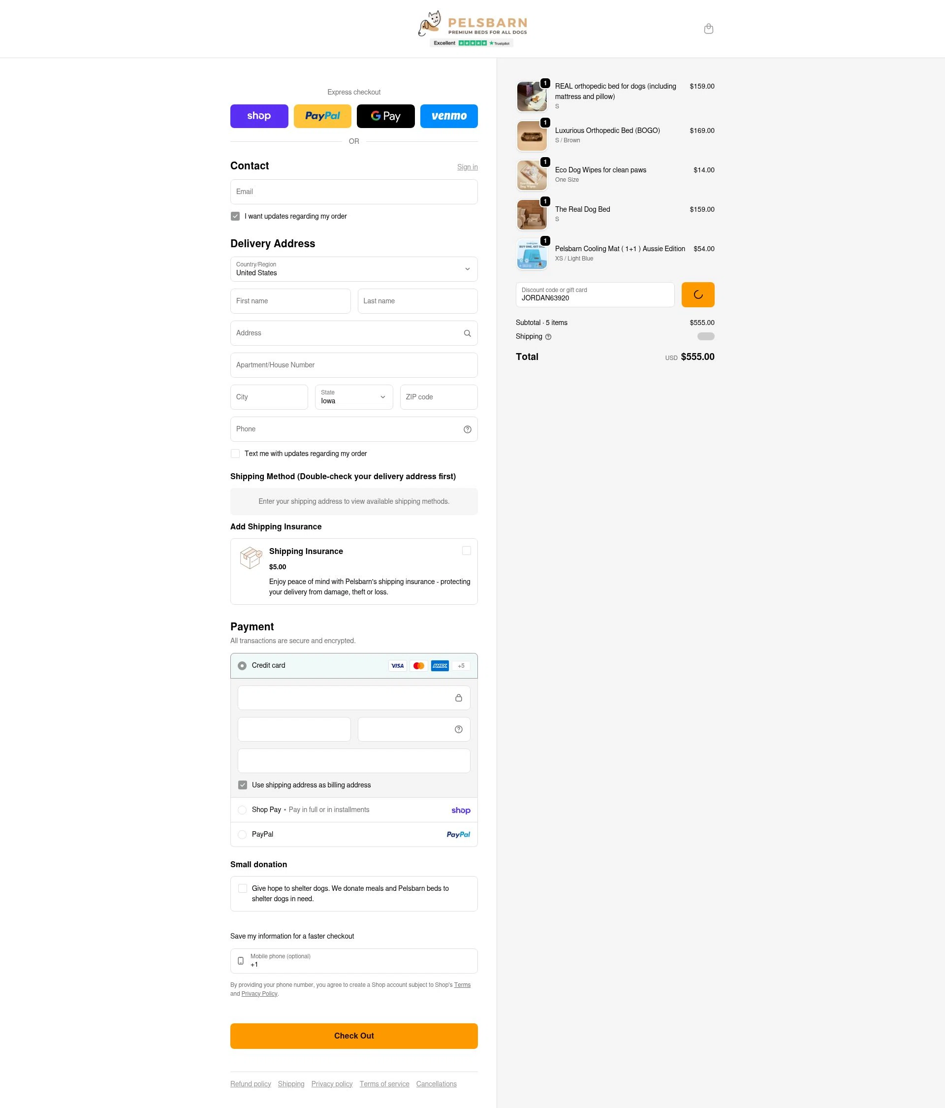 Pelsbarn.org checkout page showing Pelsbarn.org promo code box | Screenshot taken by SimplyCodes community member on Feb 4, 2026