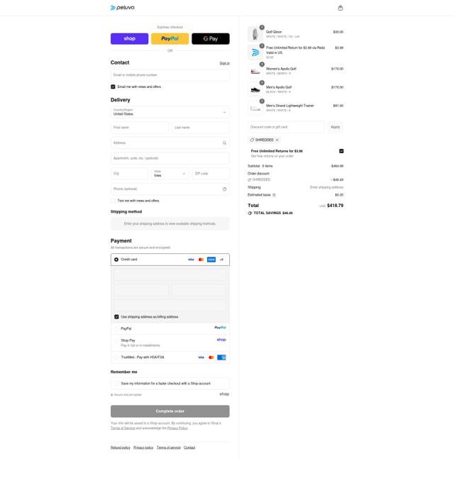 peluva checkout page showing peluva discount code box | Screenshot taken by SimplyCodes community member on Sep 12, 2025
