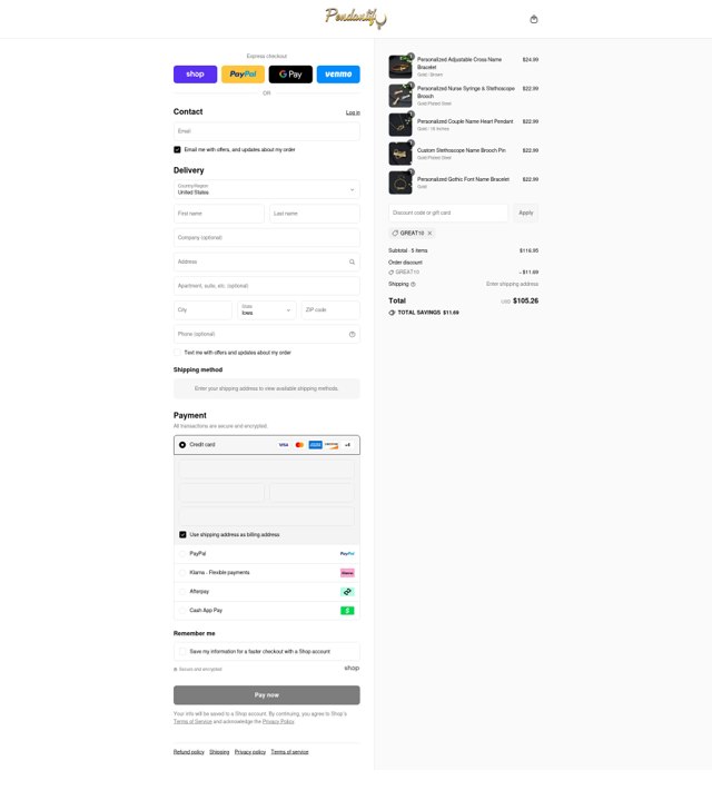 Pendantify checkout page showing Pendantify discount code box | Screenshot taken by SimplyCodes community member on Sep 1, 2025