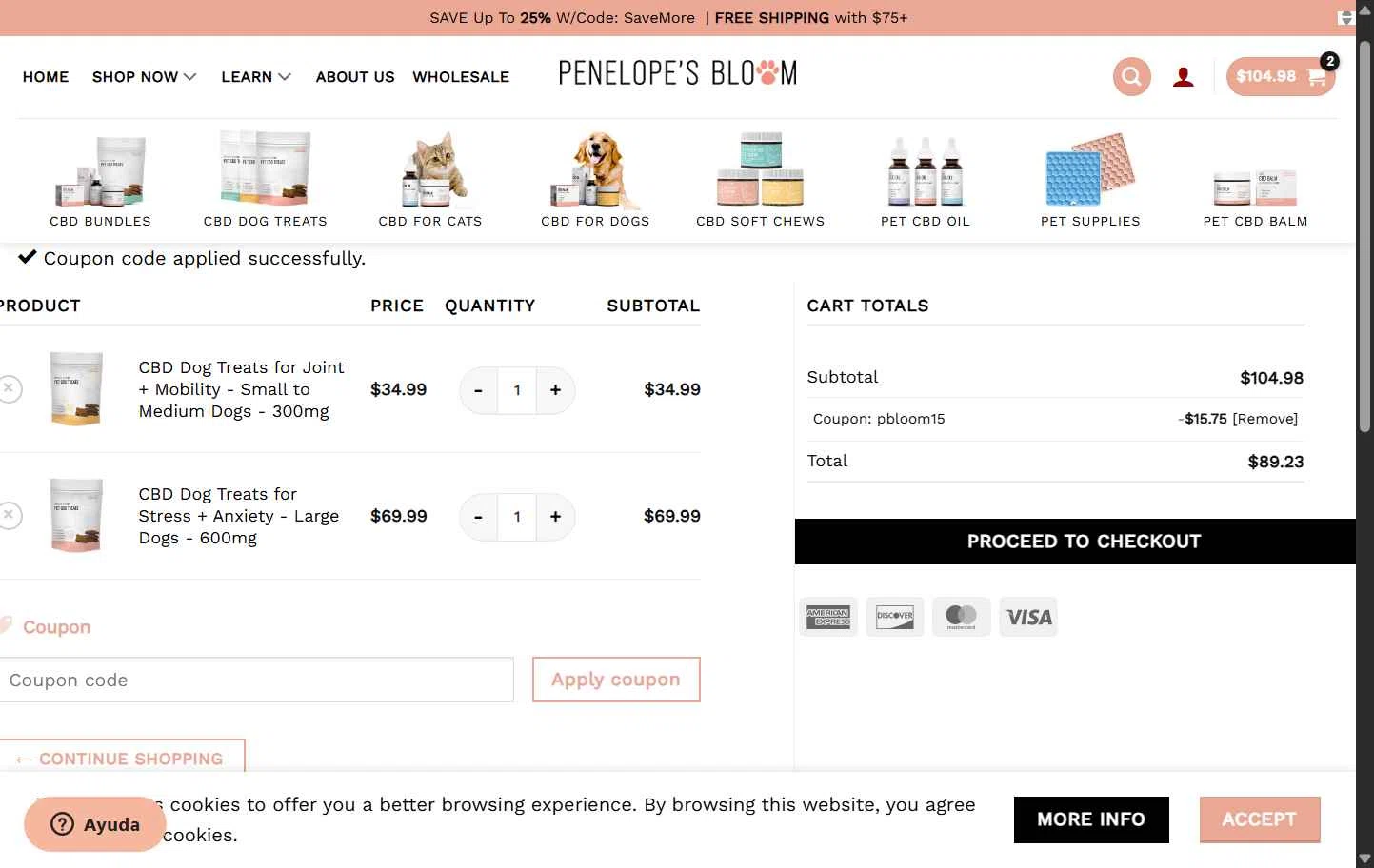 Penelope's Bloom checkout page showing Penelope's Bloom promo code box | Screenshot taken by SimplyCodes community member on Jan 7, 2026