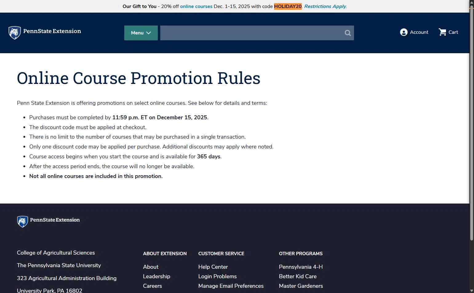 Penn State checkout page showing Penn State coupon code box | Screenshot taken by SimplyCodes community member on Dec 10, 2025