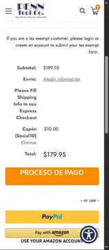 SOCIAL10 coupon verification screenshot