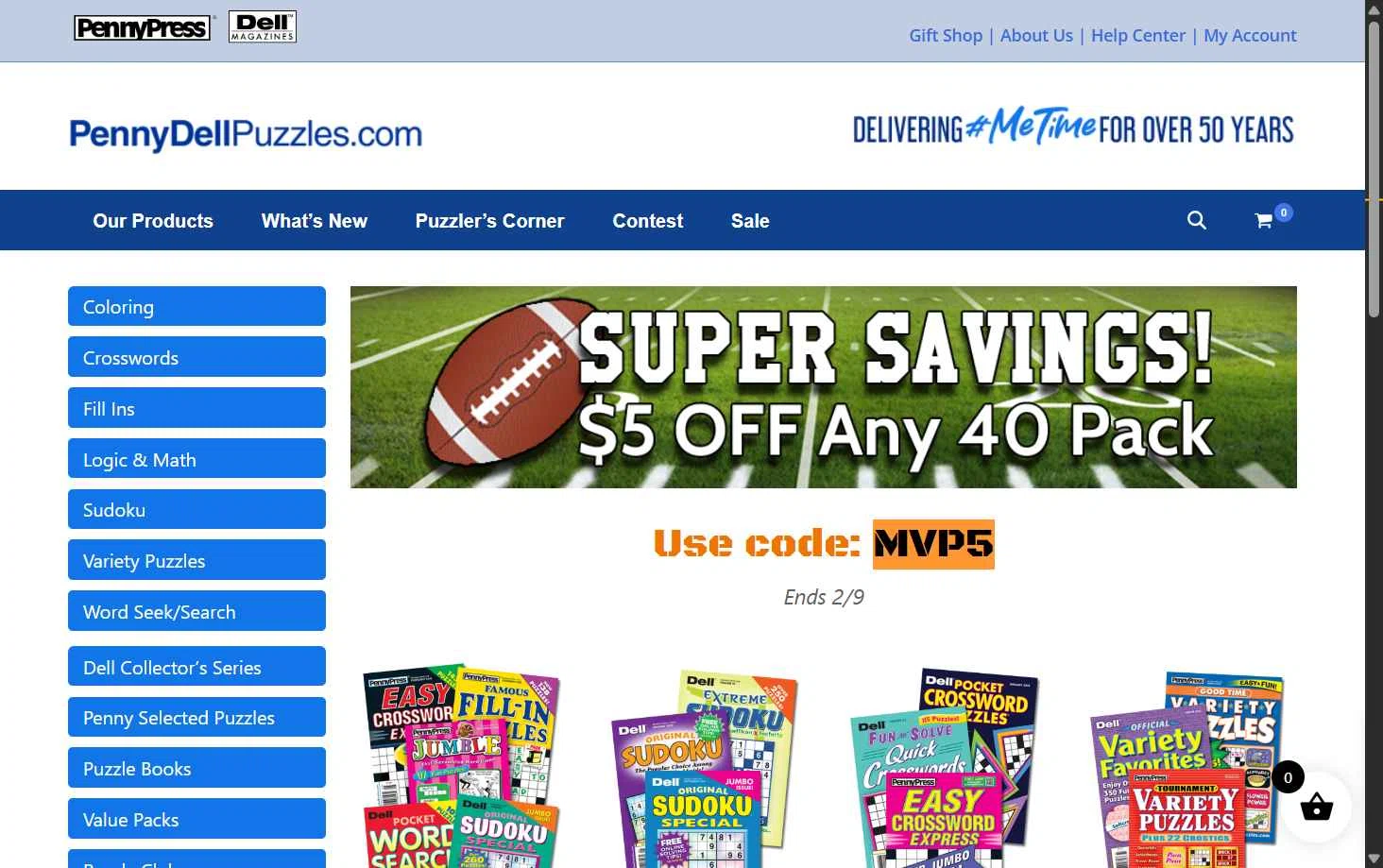 Penny Dell Puzzles checkout page showing Penny Dell Puzzles coupon code box | Screenshot taken by SimplyCodes community member on Feb 5, 2026