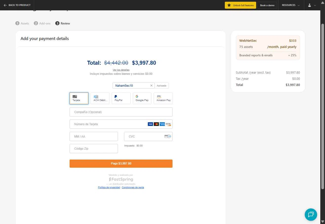 Pentest-Tools.com checkout page showing Pentest-Tools.com promo code box | Screenshot taken by SimplyCodes community member on Dec 21, 2025